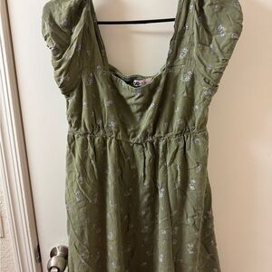 SO Green Puff Sleeve Mini Sundress